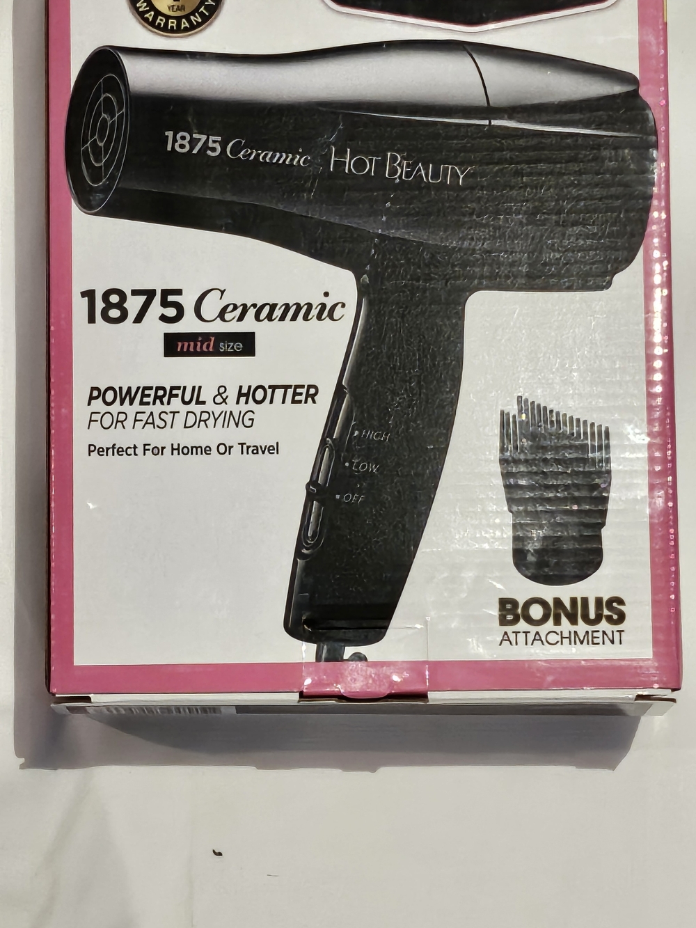 1875 Ceramic Hair Dryer in Black with Bonus Attachment